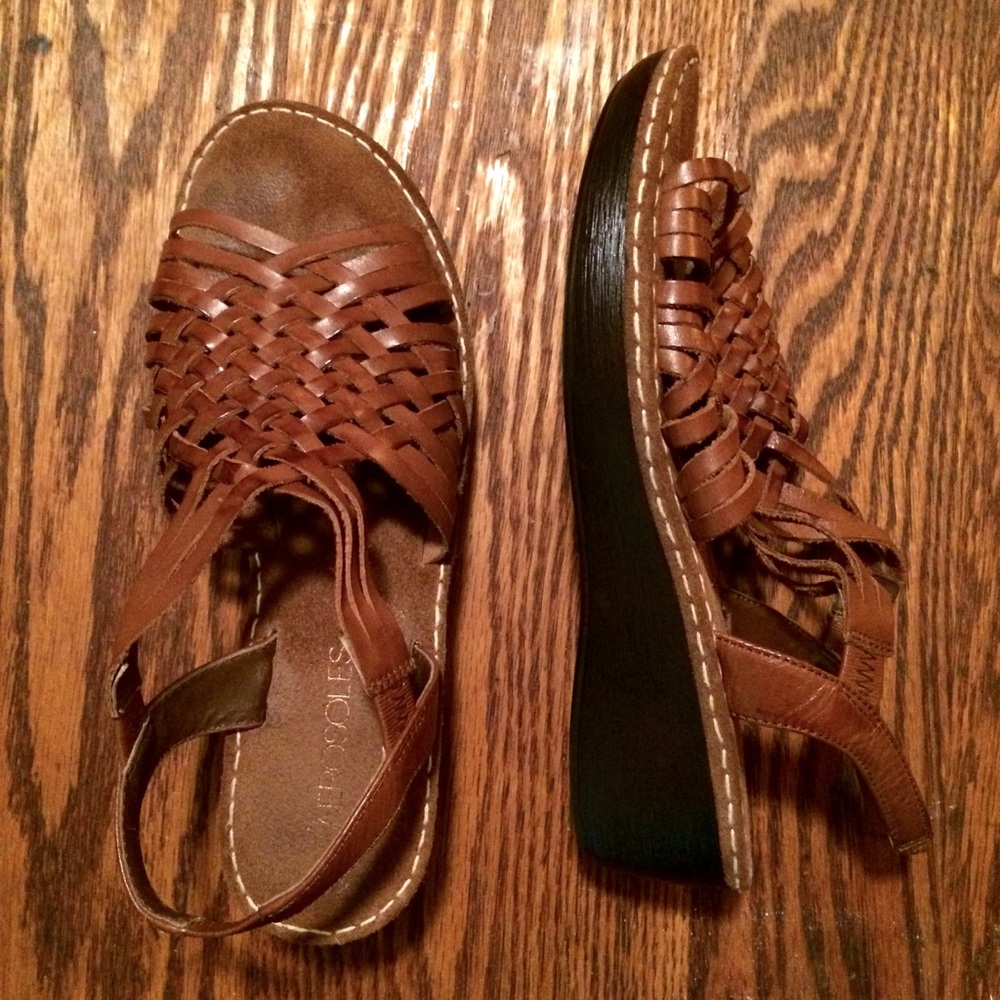 AEROSOLES sling back wedge leather sandals SZ 7.5